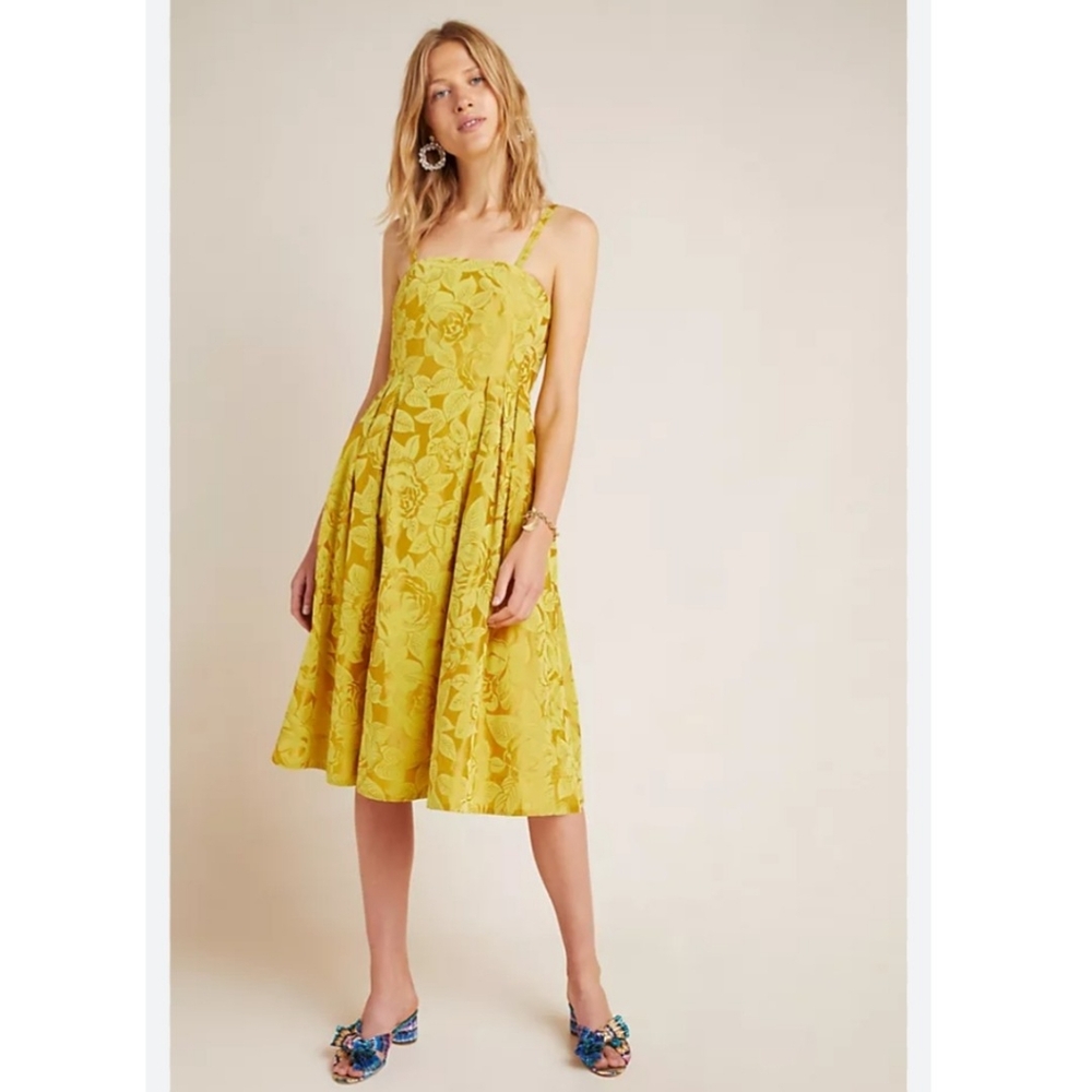 Anthropologie Yellow Floral Dress